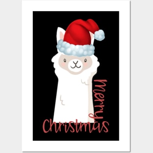 Christmas Llama Santa Elf Vintage Funny Novelty Gift Posters and Art